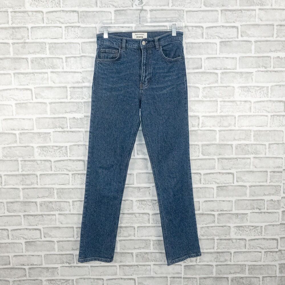 Reformation Women's Lisa High Rise Straight Leg Denim Jeans blue wash sz 26 - Picture 10 of 10